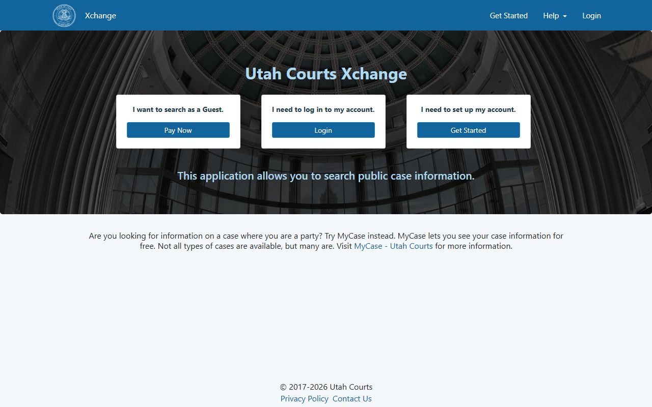 Utah court records after arrest Xchange portal screenshot