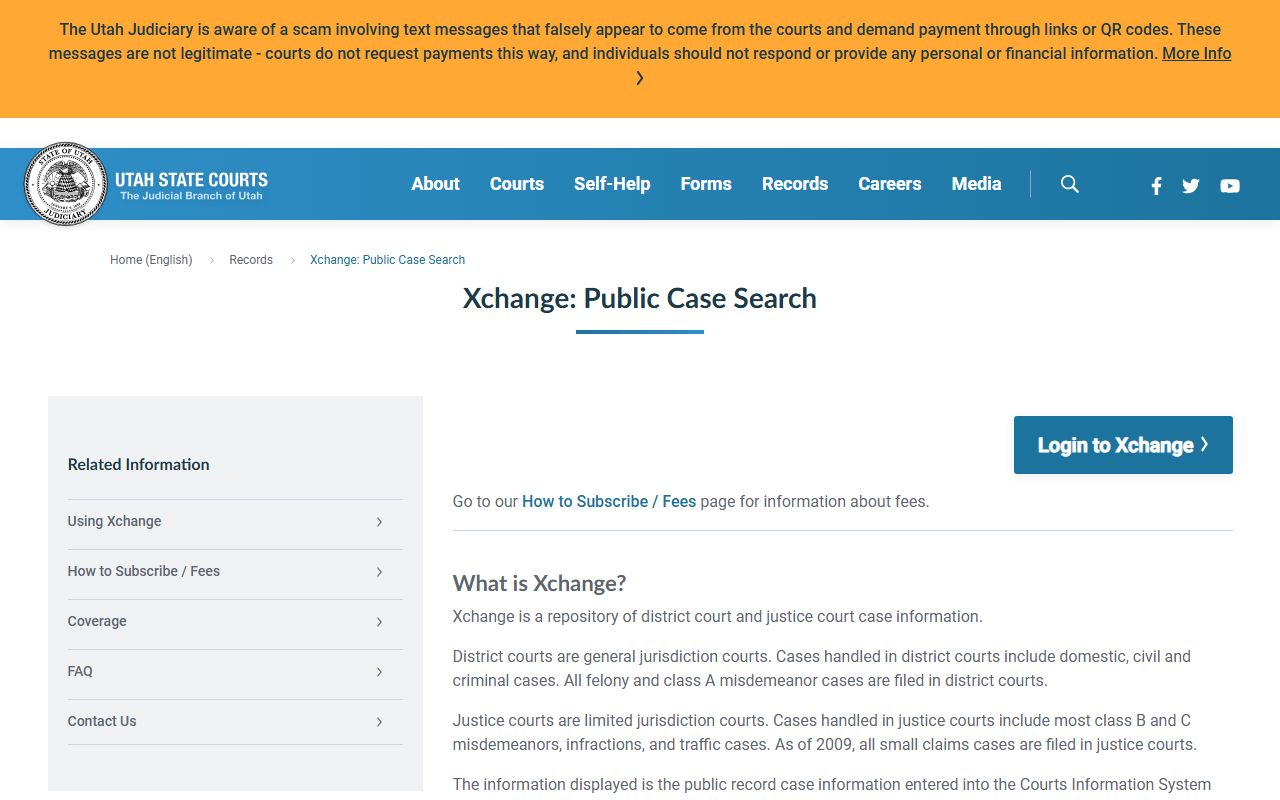 Utah inmate population Utah Courts Xchange information screenshot