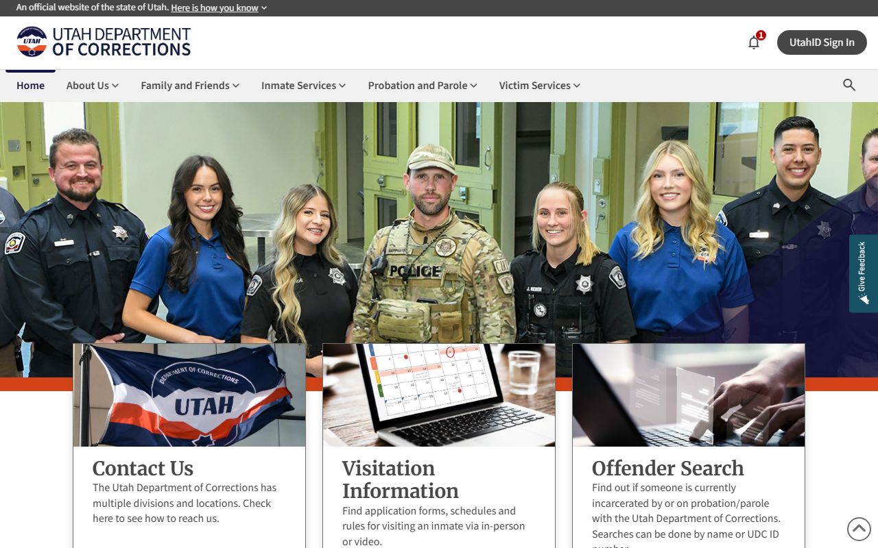 Utah inmate population UDC homepage