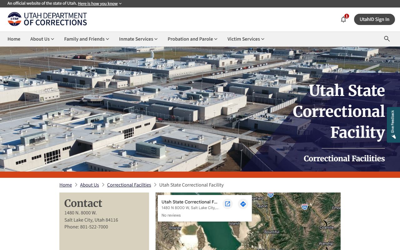 UDC inmate population Utah State Correctional Facility screenshot